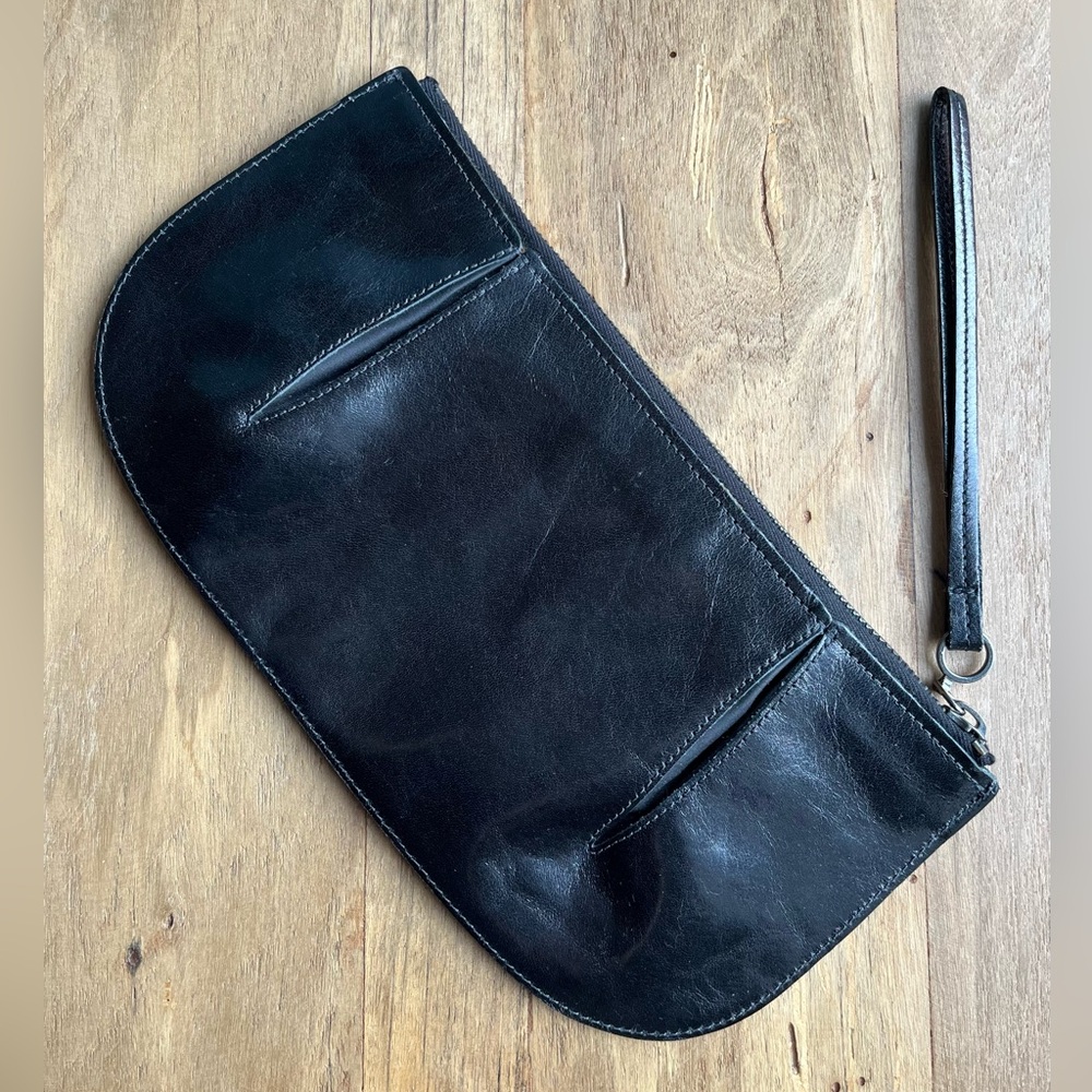 PLY New York Black Leather Clutch Wristlet